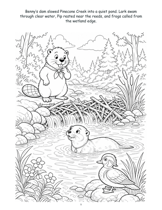 Benny Beaver and the River's New Route - Digital Story-Color Book