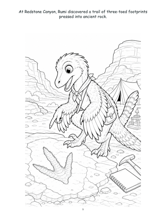 Rumi Raptor and the Fossil Footprints - Digital Story-Color Book