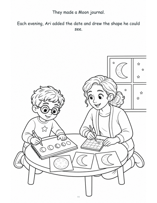 Ari and the Moon That Kept Changing — Digital Story-Color Book