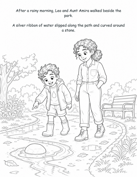 Leo and the River That Found a New Way — Digital Story-Color Book