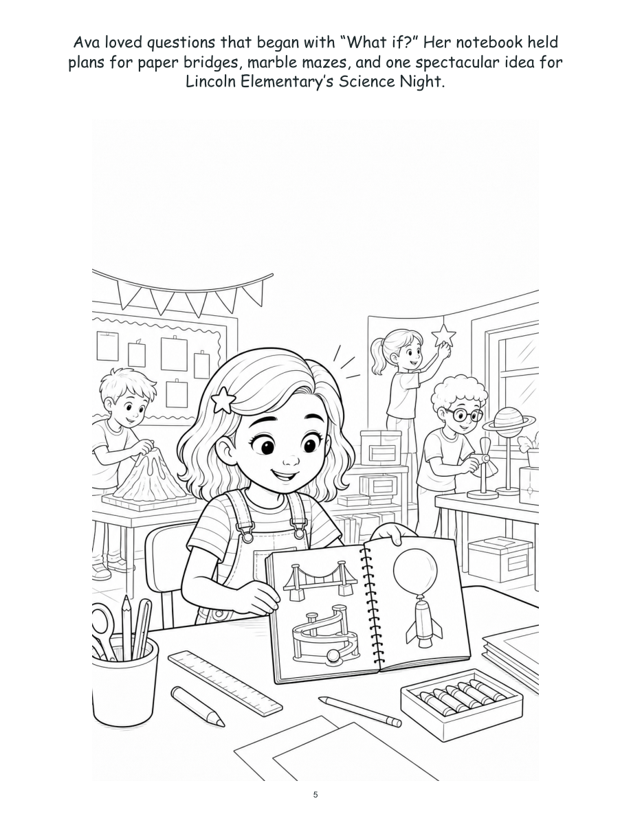 Ava and the Balloon Rocket Challenge - Digital Story-Color Book