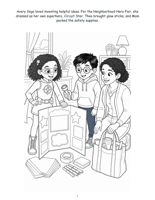 Avery Vega and the Courage Circuit - Digital Story-Color Book