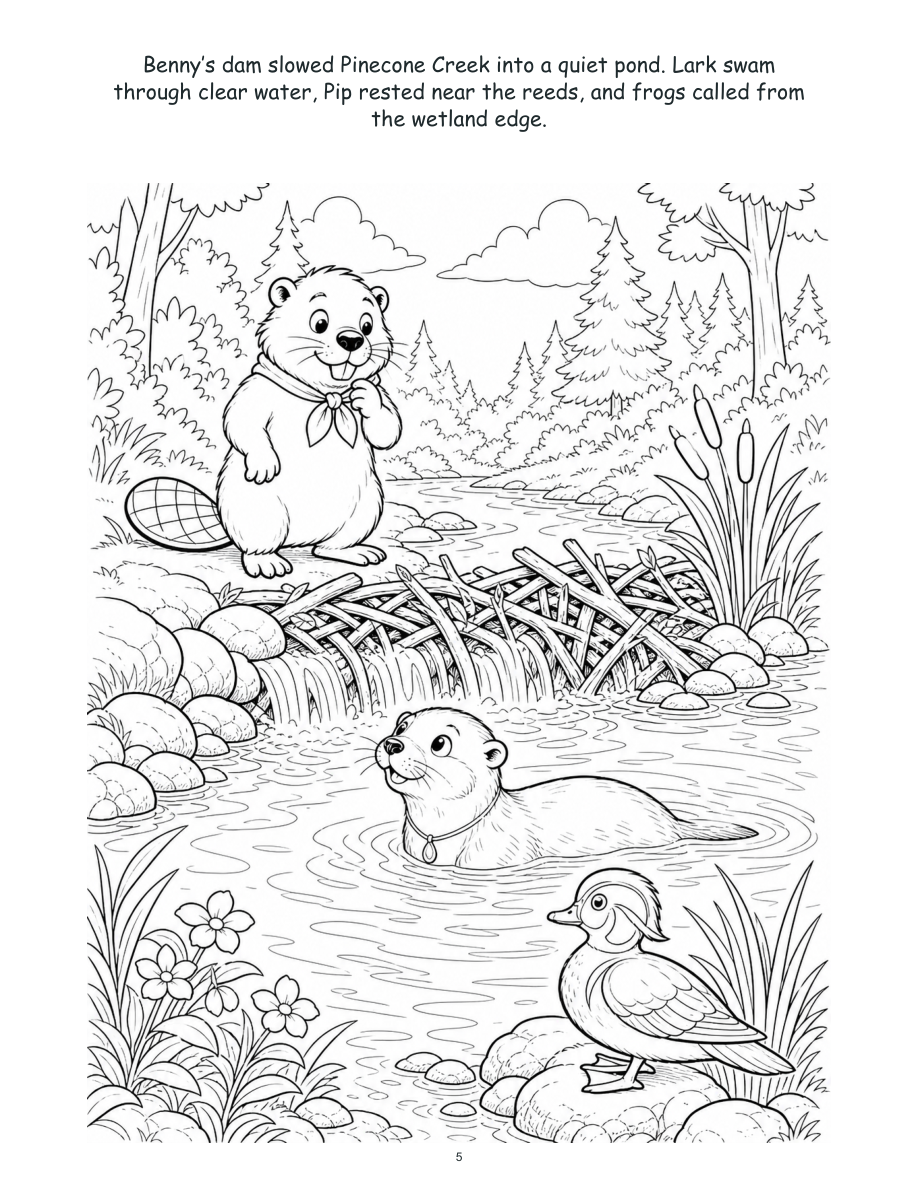 Benny Beaver and the River's New Route - Digital Story-Color Book