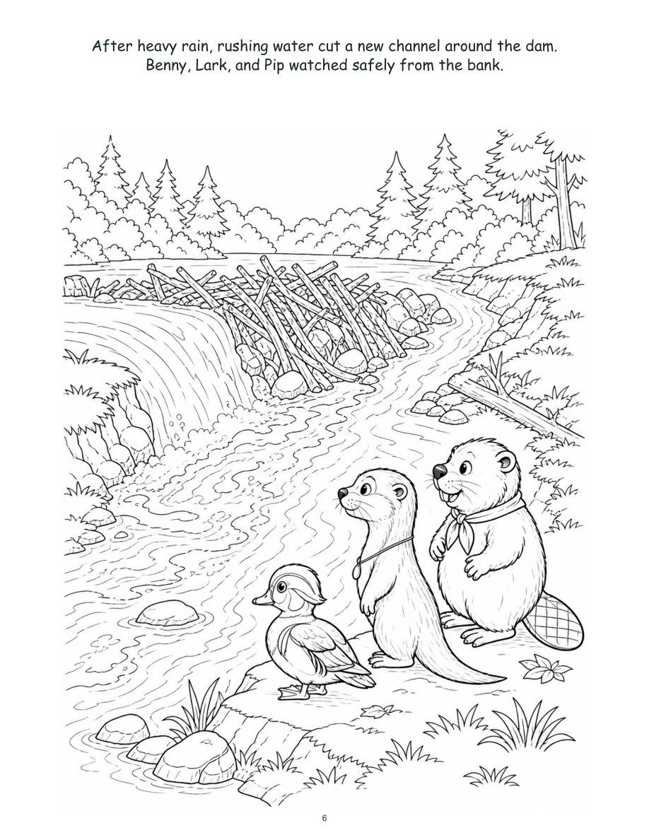 Benny Beaver and the River's New Route - Digital Story-Color Book