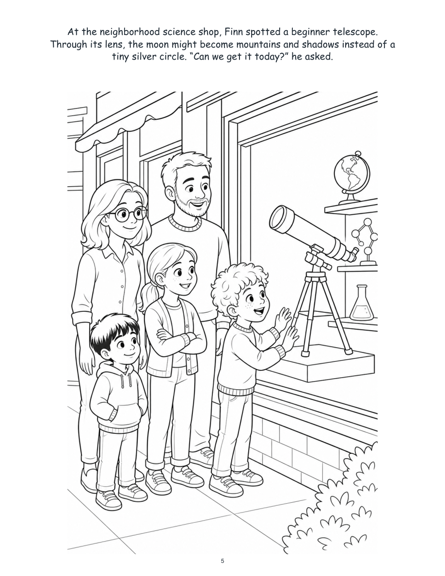 Finn and the Moonlight Savings Plan - Digital Story-Color Book