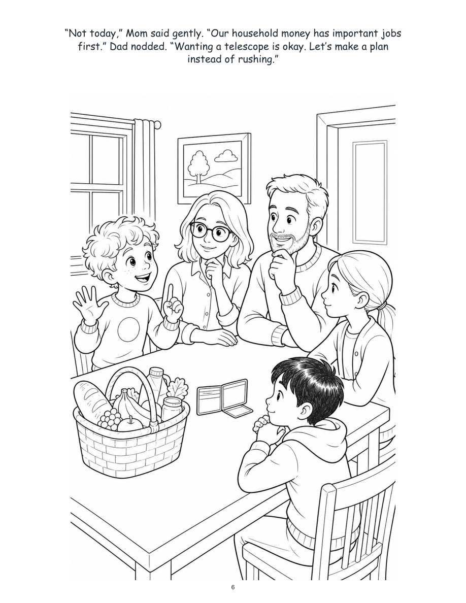 Finn and the Moonlight Savings Plan - Digital Story-Color Book
