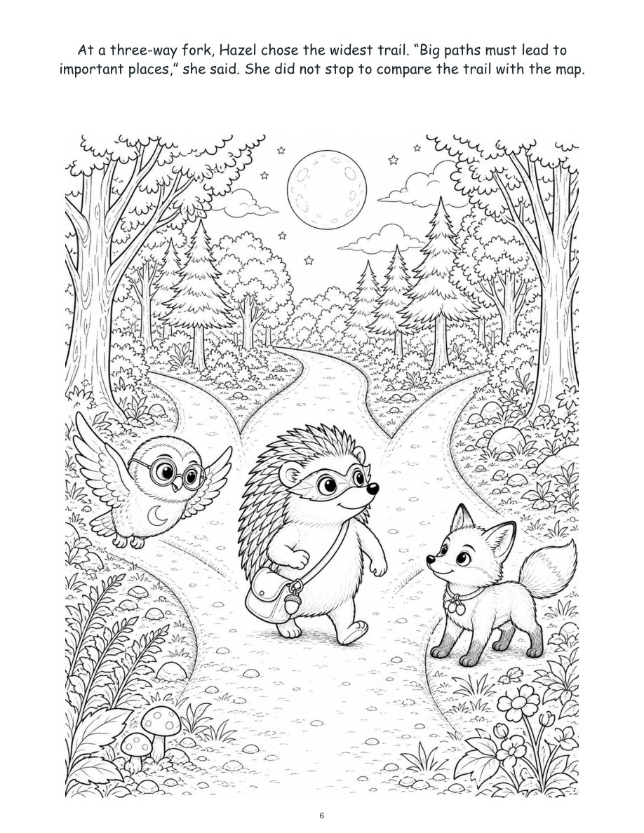 Hazel Hedgehog and the Moonlit Map - Digital Story-Color Book