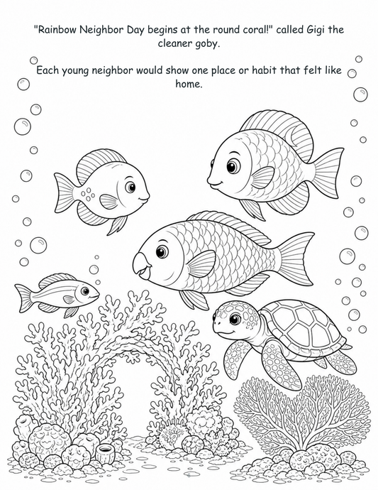 Koa and the Reef's Rainbow Neighbors — Digital Story-Color Book