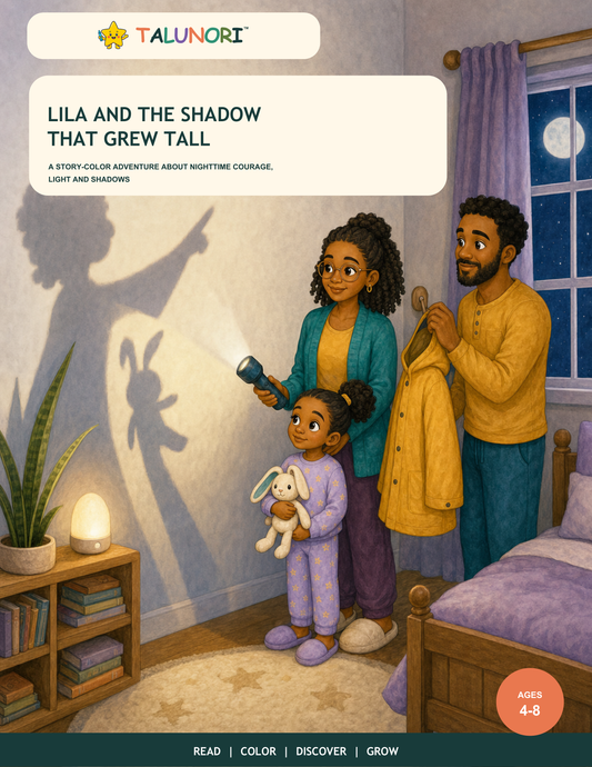 Lila and the Shadow That Grew Tall — Digital Story-Color Book
