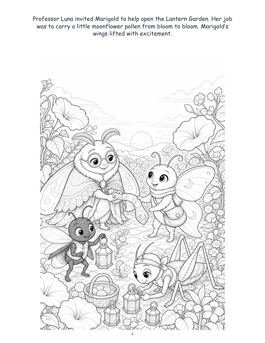 Marigold Moth and the Lantern Garden - Digital Story-Color Book