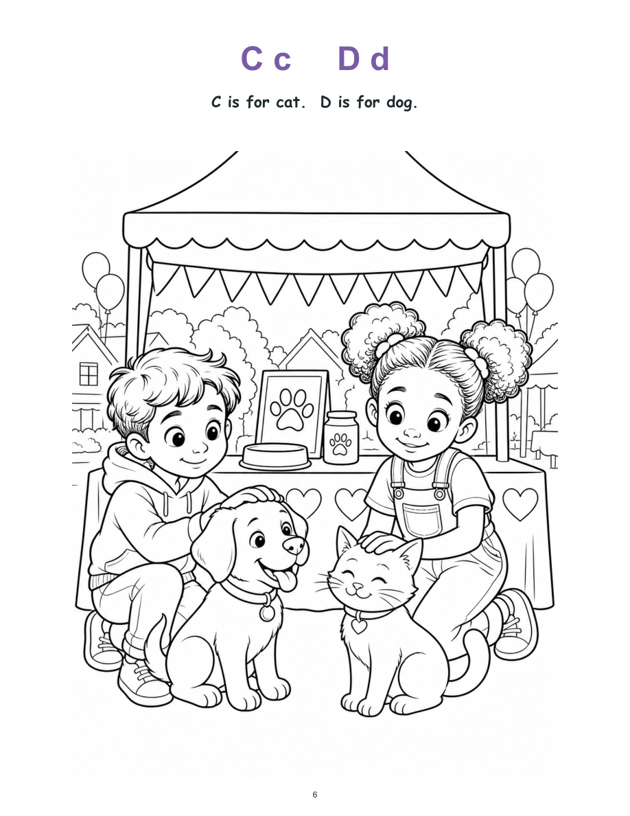 Maya and Leo at the Alphabet and Number Fair - Digital Story-Color Book