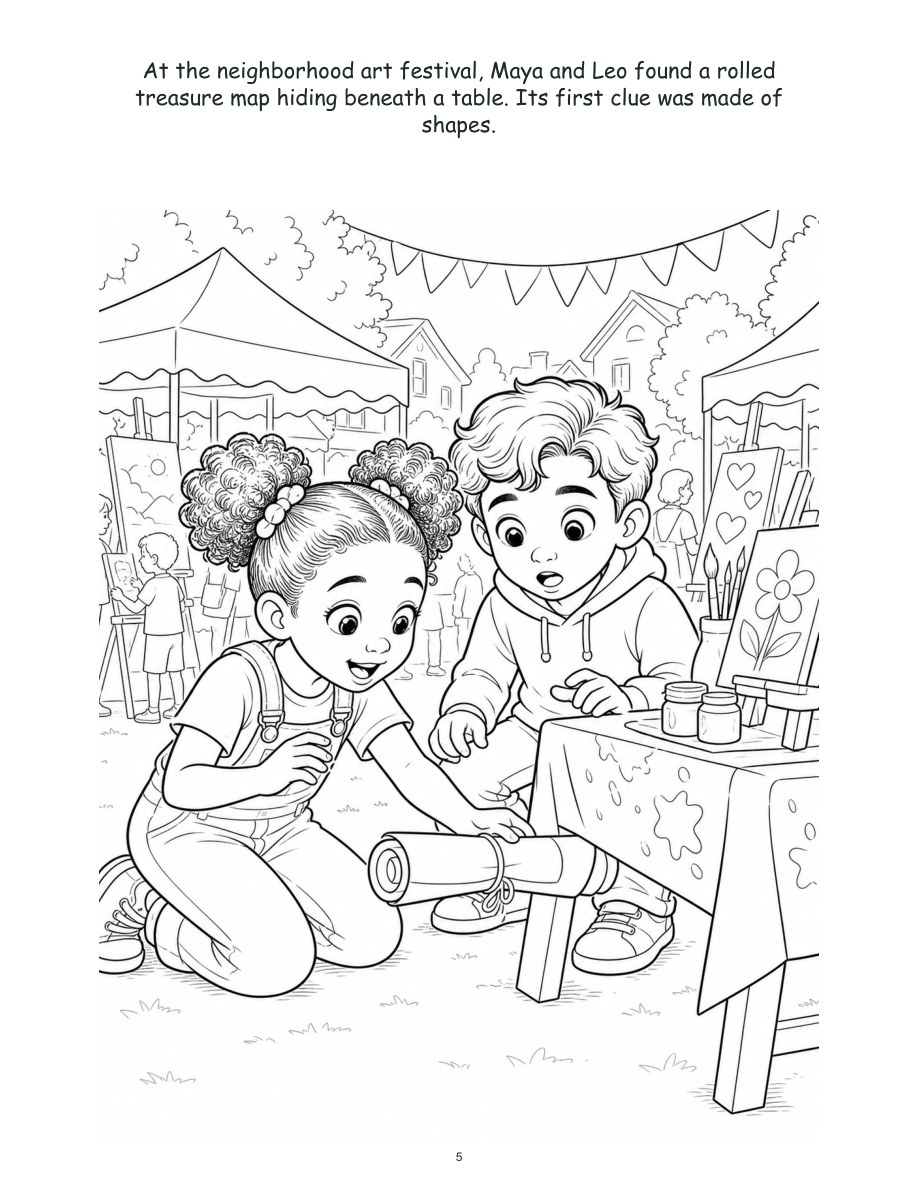 Maya and Leo's Shapes and Colors Treasure Hunt - Digital Story-Color Book