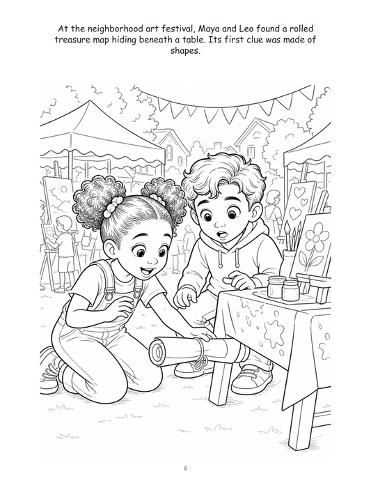 Maya and Leo's Shapes and Colors Treasure Hunt - Digital Story-Color Book