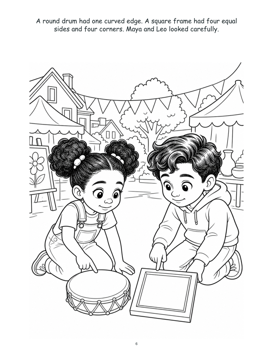 Maya and Leo's Shapes and Colors Treasure Hunt - Digital Story-Color Book
