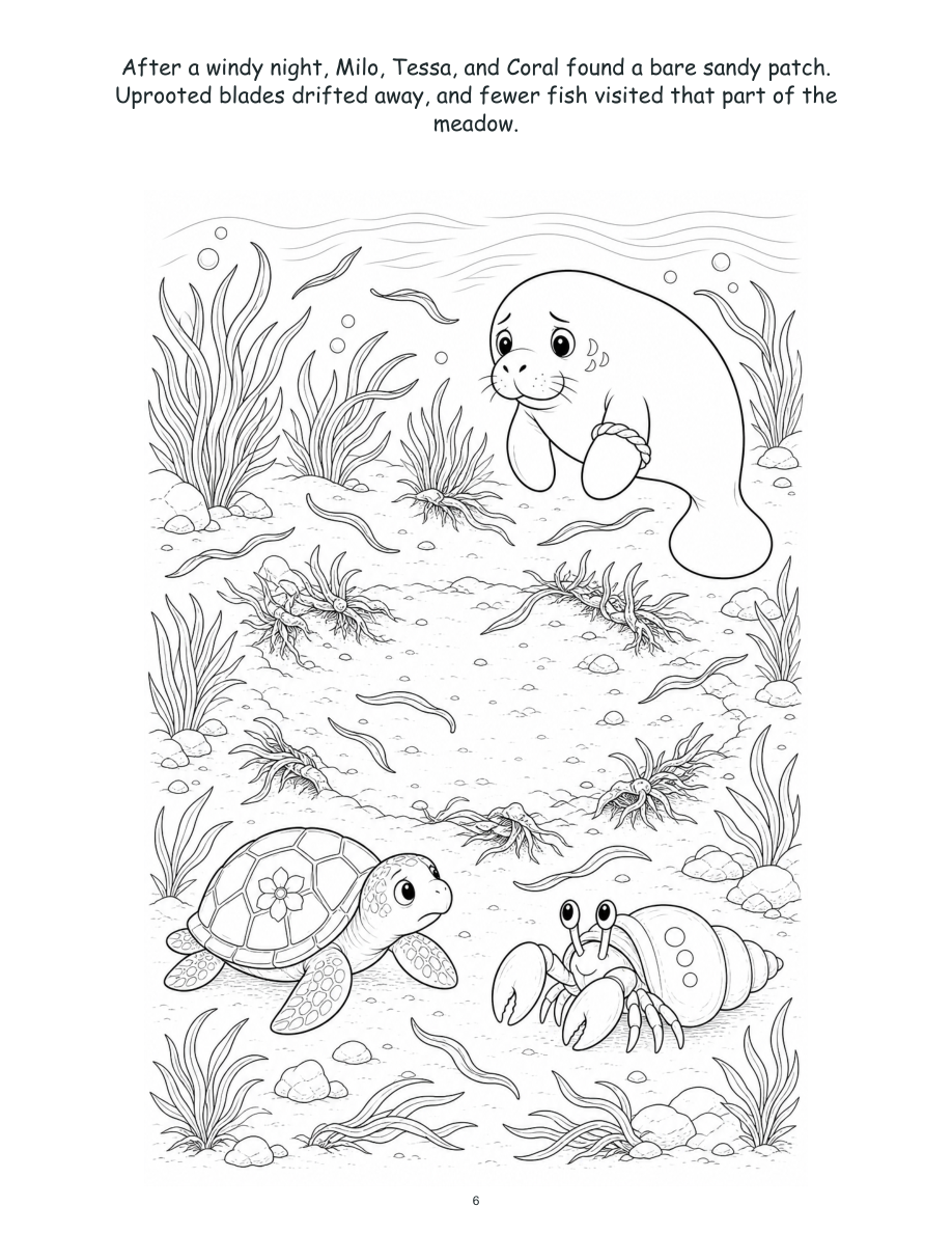 Milo Manatee and the Seagrass Garden - Digital Story-Color Book