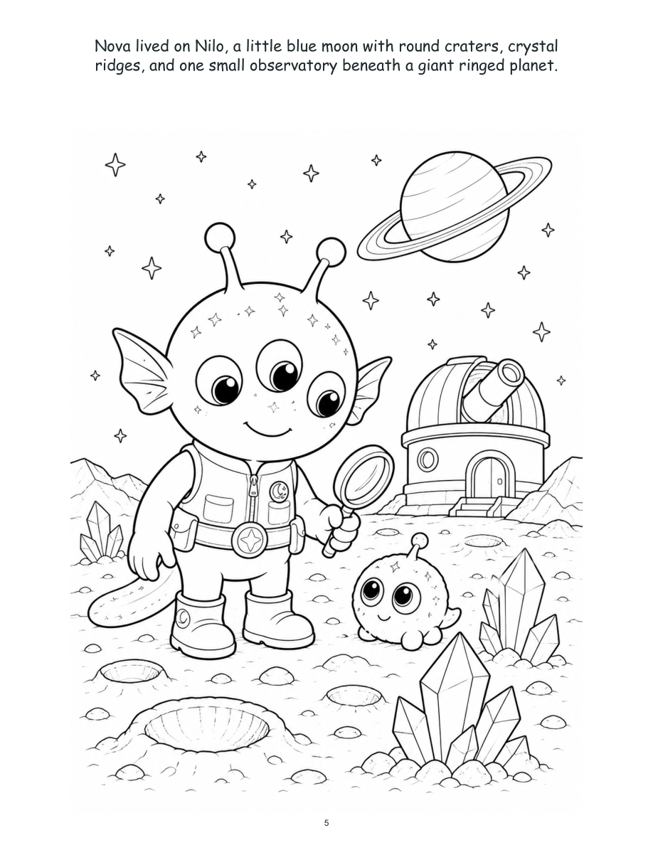 Nova from the Little Blue Moon - Digital Story-Color Book