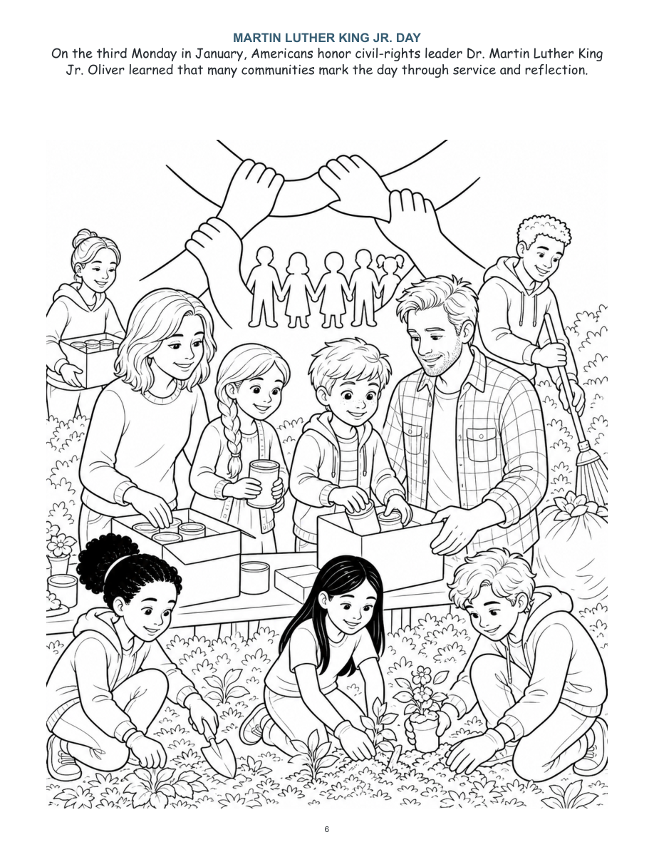 Oliver's Year of American Holidays - Digital Story-Color Book