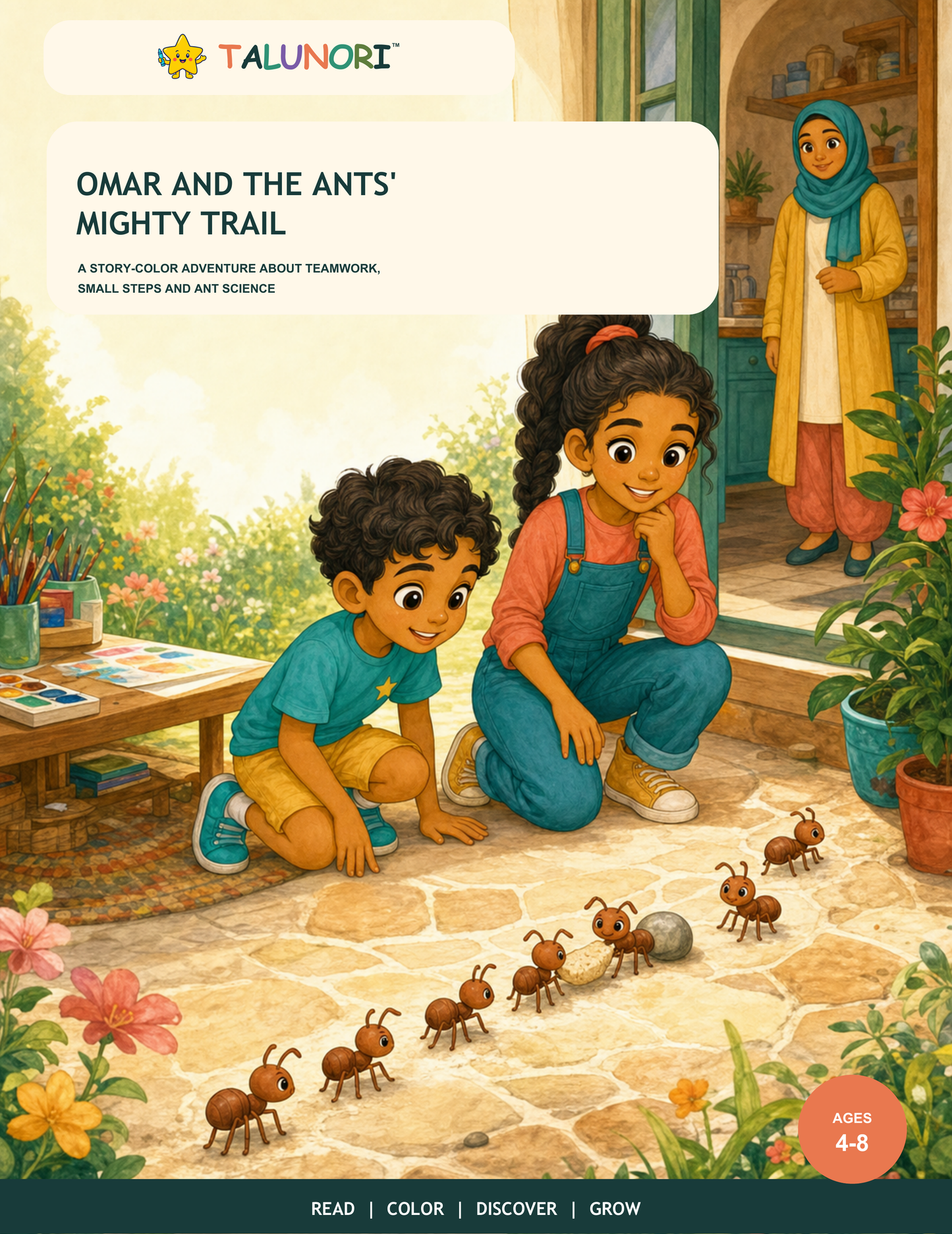 Omar and the Ants' Mighty Trail — Digital Story-Color Book
