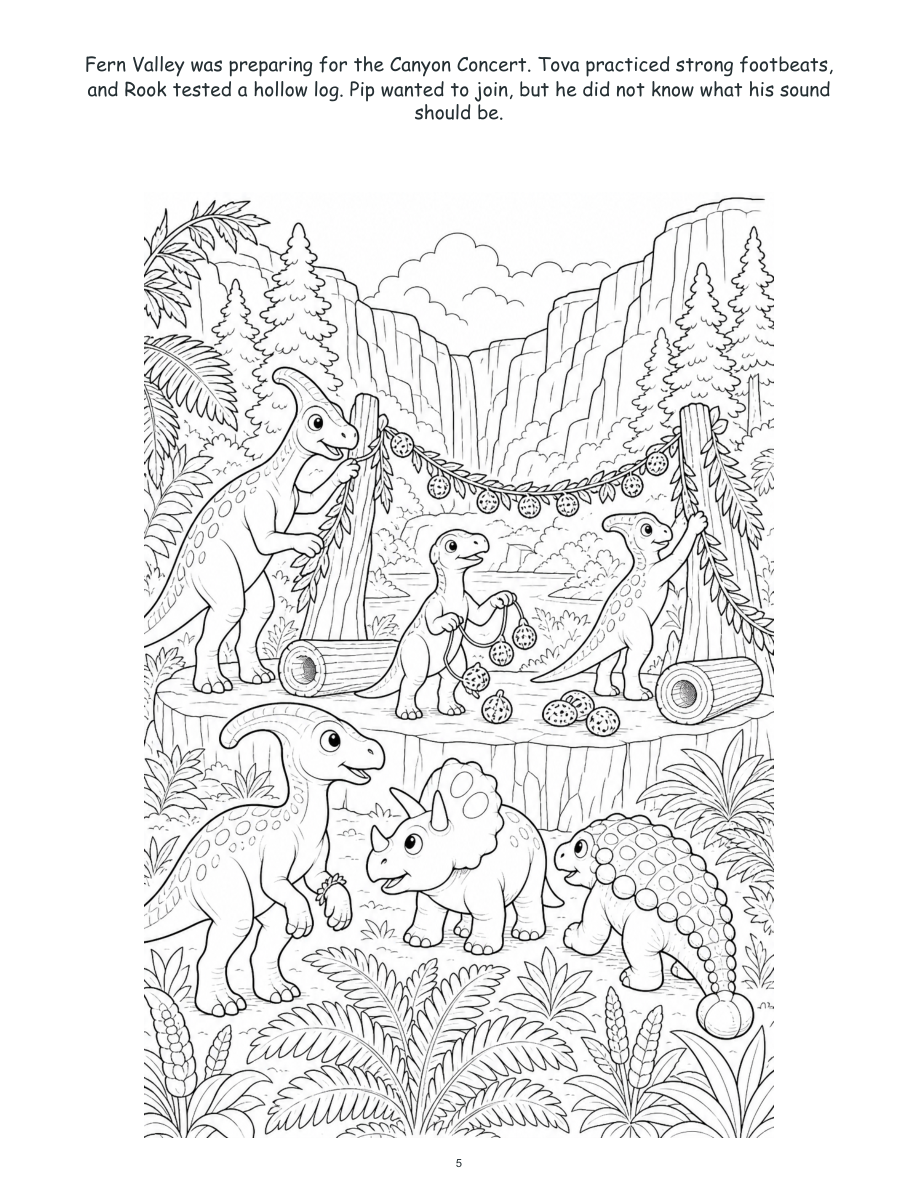 Pip Parasaurolophus and the Canyon Concert - Digital Story-Color Book