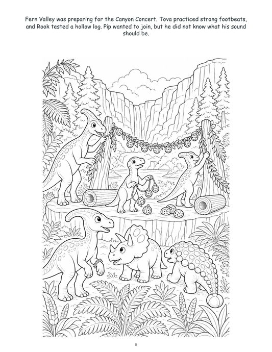 Pip Parasaurolophus and the Canyon Concert - Digital Story-Color Book