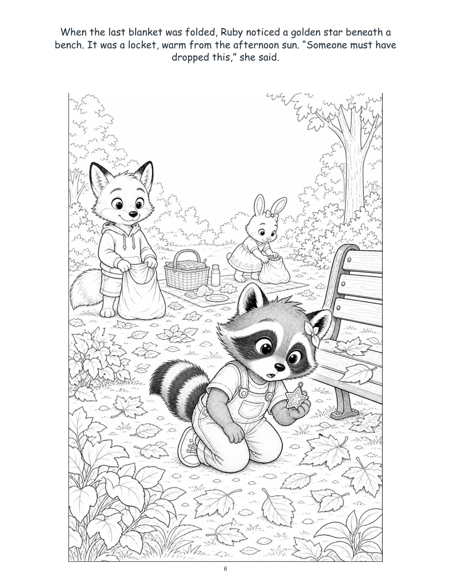Ruby Raccoon and the Lost-and-Found Promise - Digital Story-Color Book