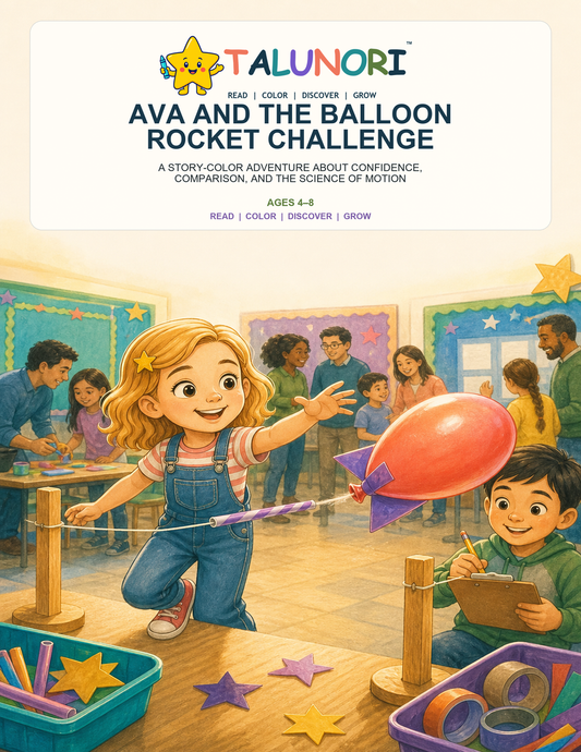 Ava and the Balloon Rocket Challenge - Digital Story-Color Book