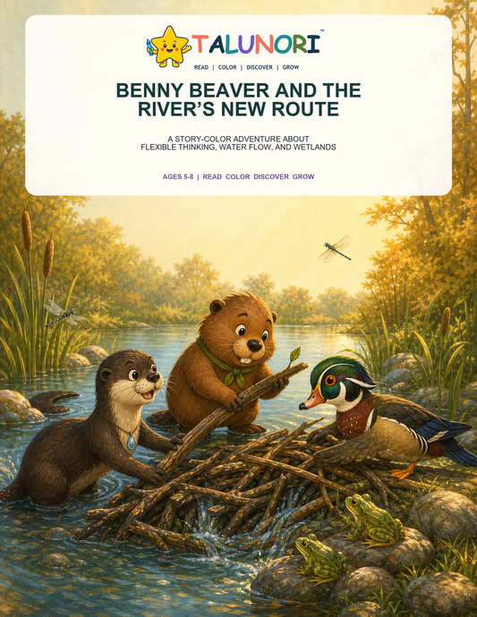 Benny Beaver and the River's New Route - Digital Story-Color Book