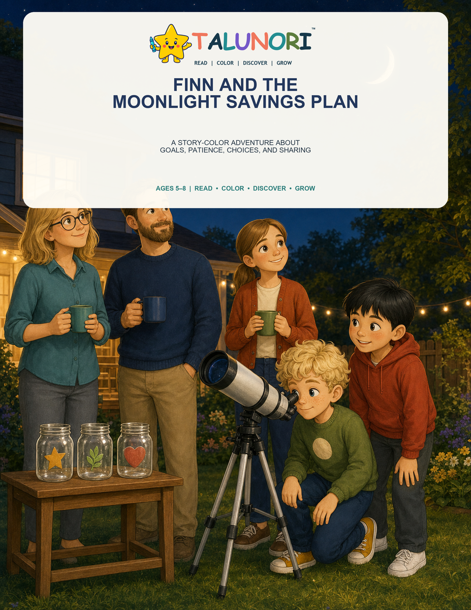 Finn and the Moonlight Savings Plan - Digital Story-Color Book