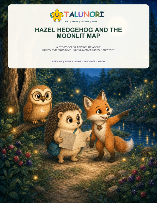 Hazel Hedgehog and the Moonlit Map - Digital Story-Color Book