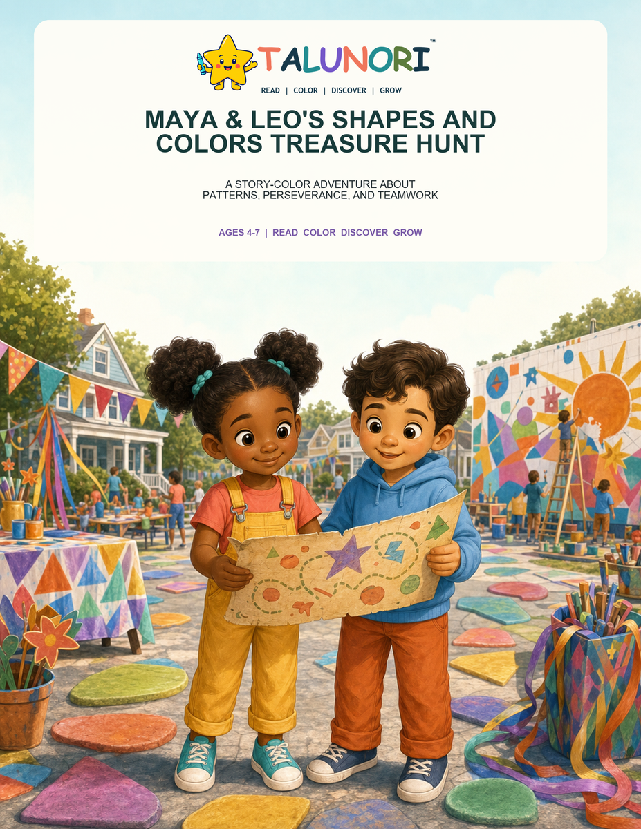 Maya and Leo's Shapes and Colors Treasure Hunt - Digital Story-Color Book