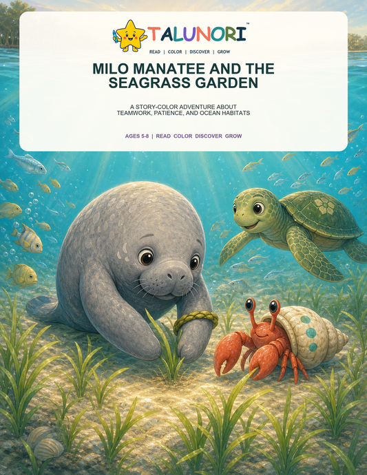 Milo Manatee and the Seagrass Garden - Digital Story-Color Book