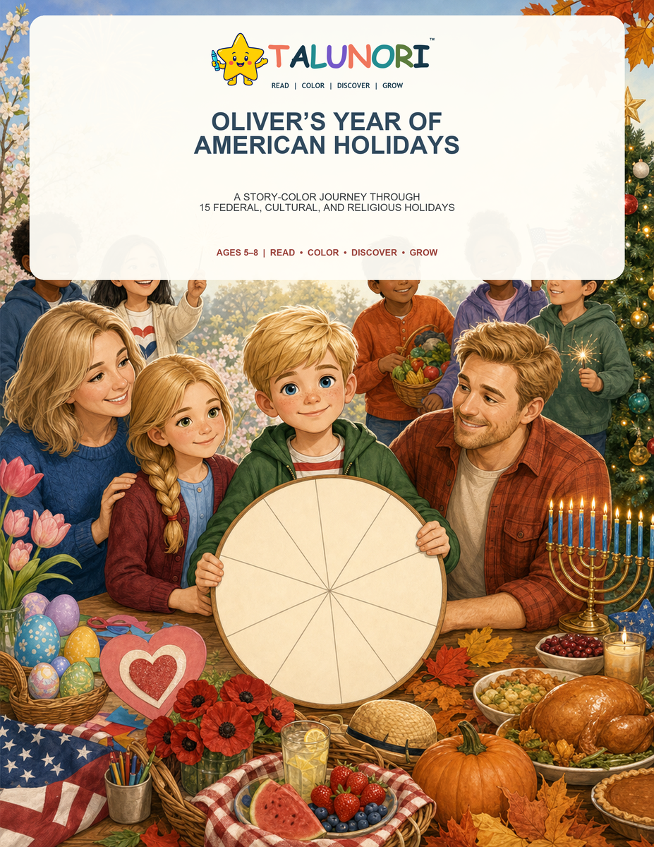 Oliver's Year of American Holidays - Digital Story-Color Book