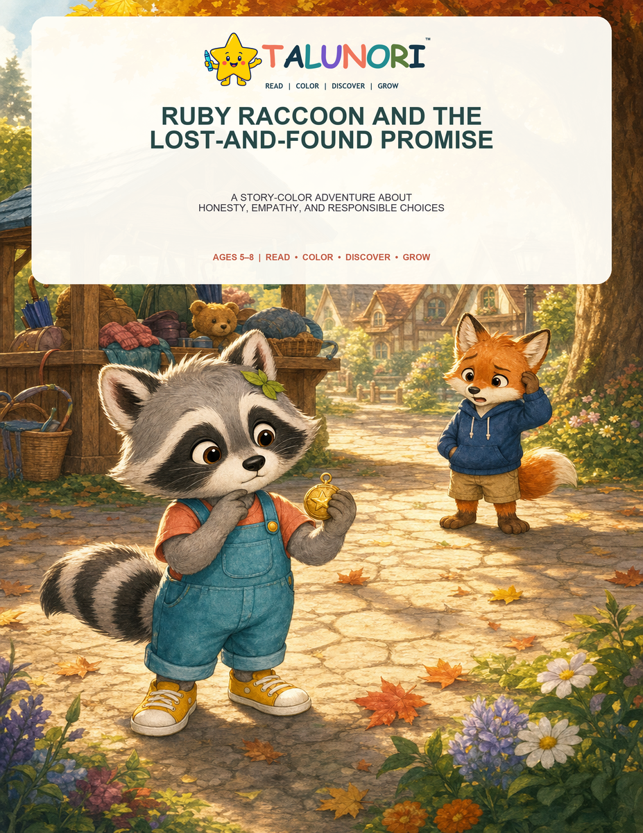 Ruby Raccoon and the Lost-and-Found Promise - Digital Story-Color Book