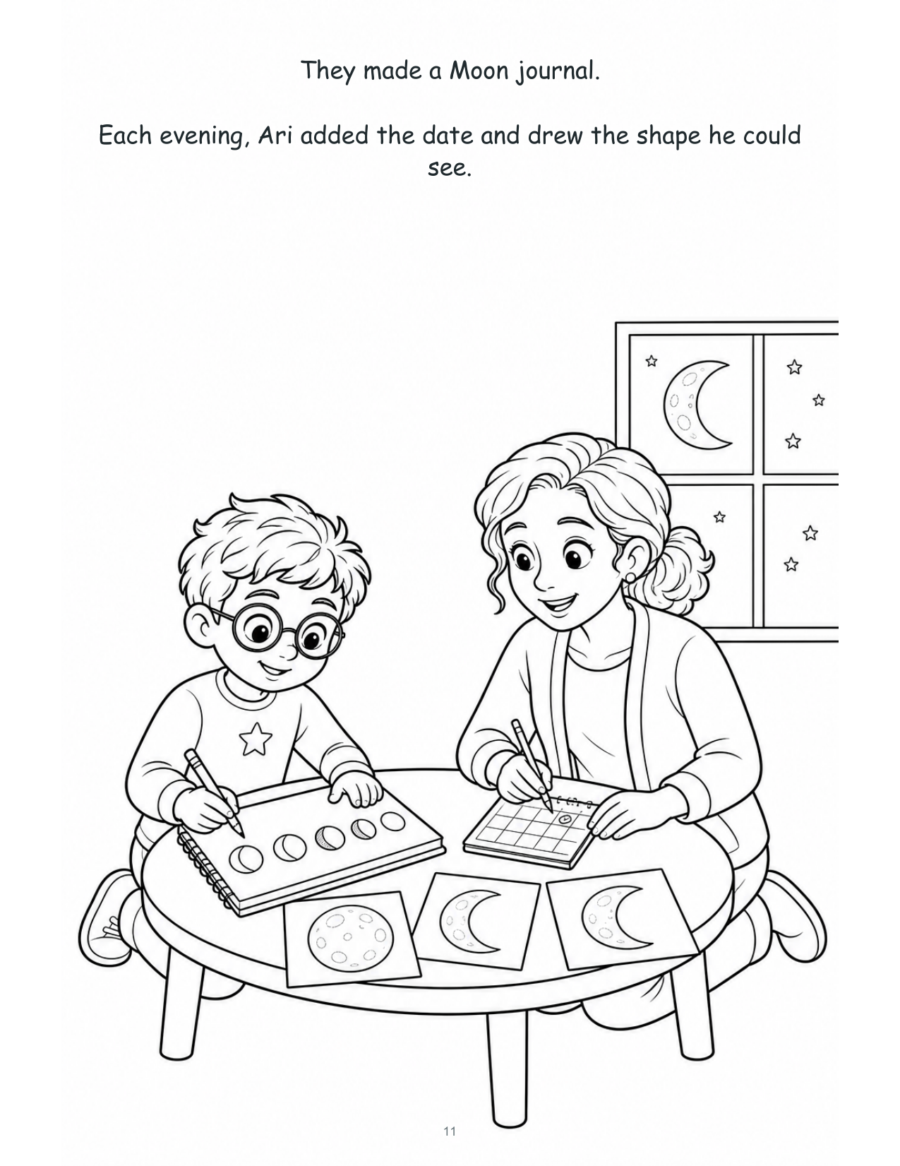 Ari and the Moon That Kept Changing — Digital Story-Color Book